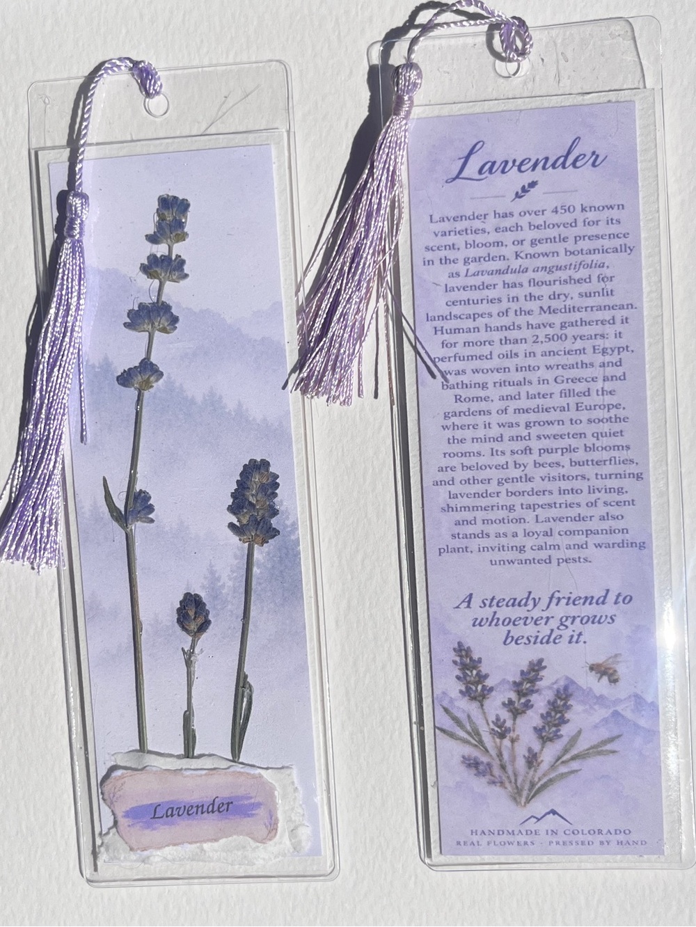 Handmade Pressed Lavender Bookmark with Tassel | Real Flowers | Colorado Gift